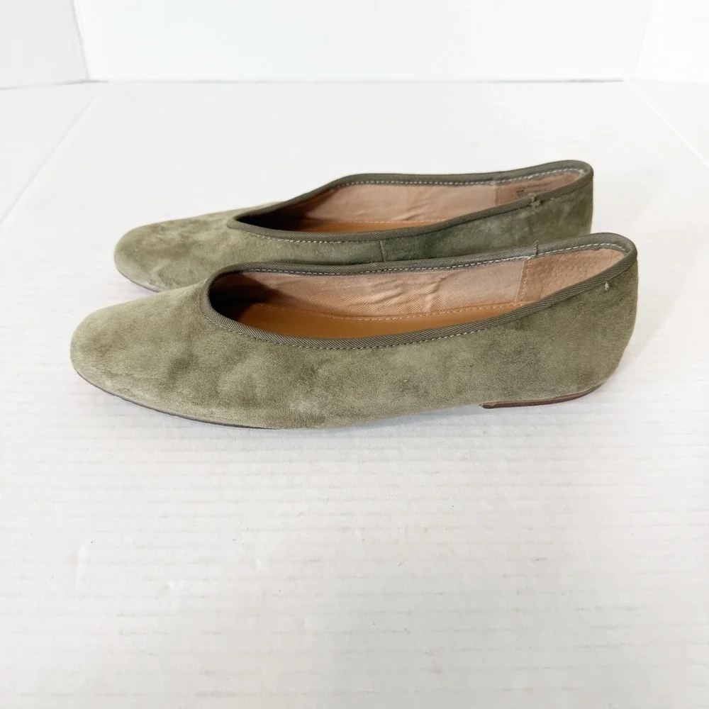 Steve Madden Pipa Womens Light Green Suede Leather Ballet Flats Size 6